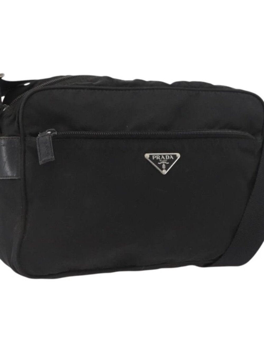 PRADA Shoulder Bag Nylon Black Silver Auth mr2288